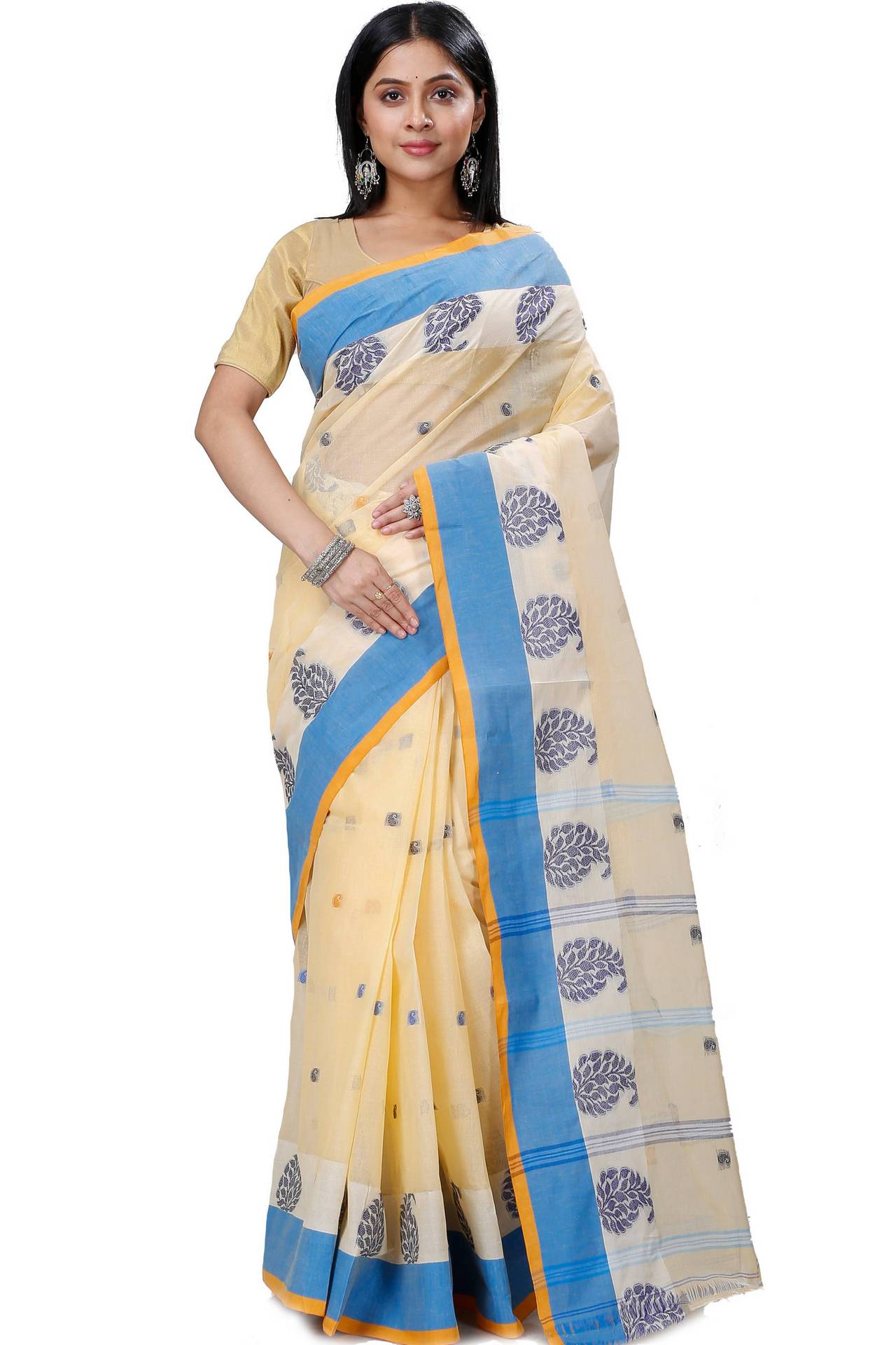 Cream Pure Cotton Nera Tant Saree (1329)