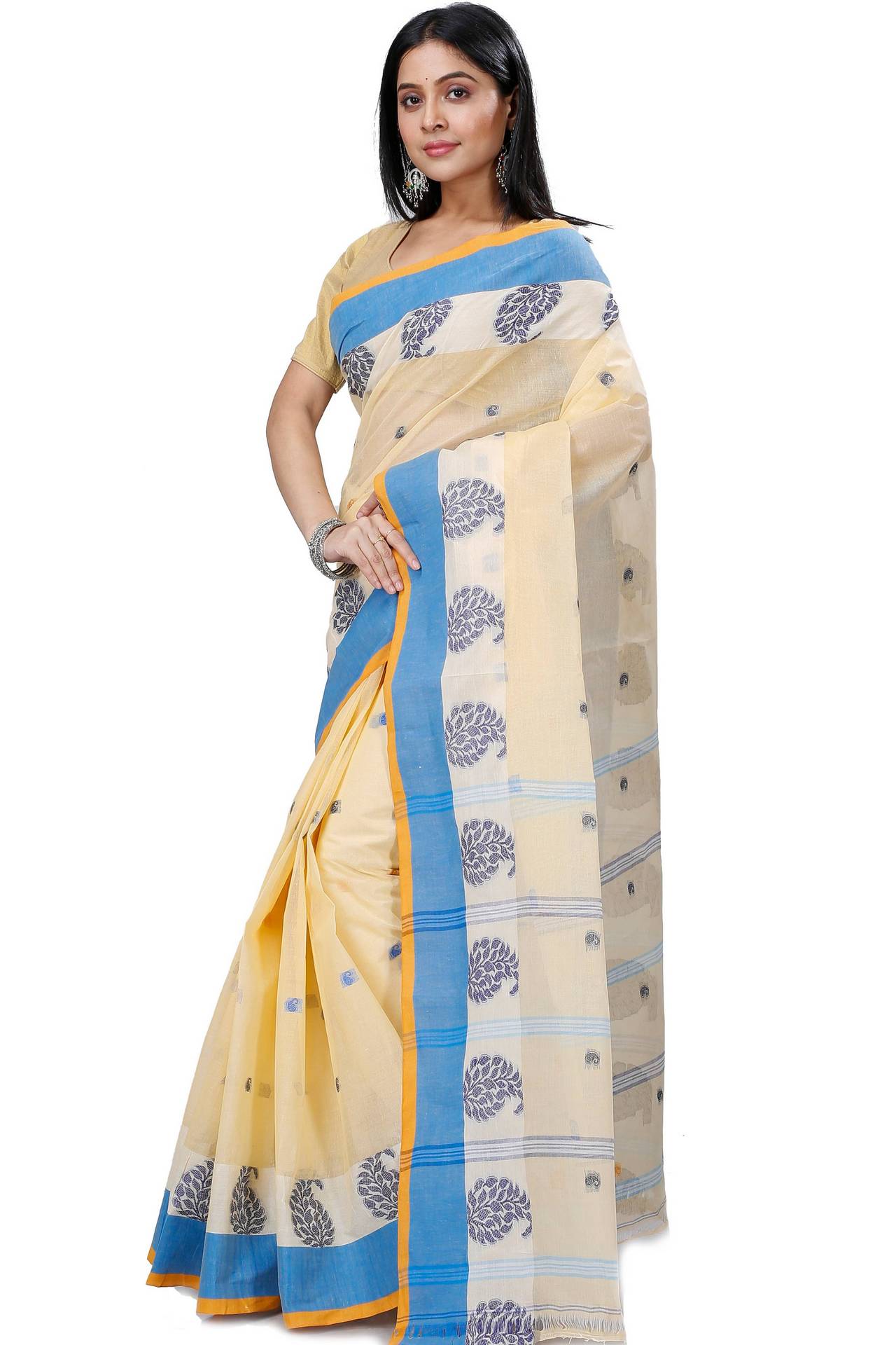 Cream Pure Cotton Nera Tant Saree (1329)