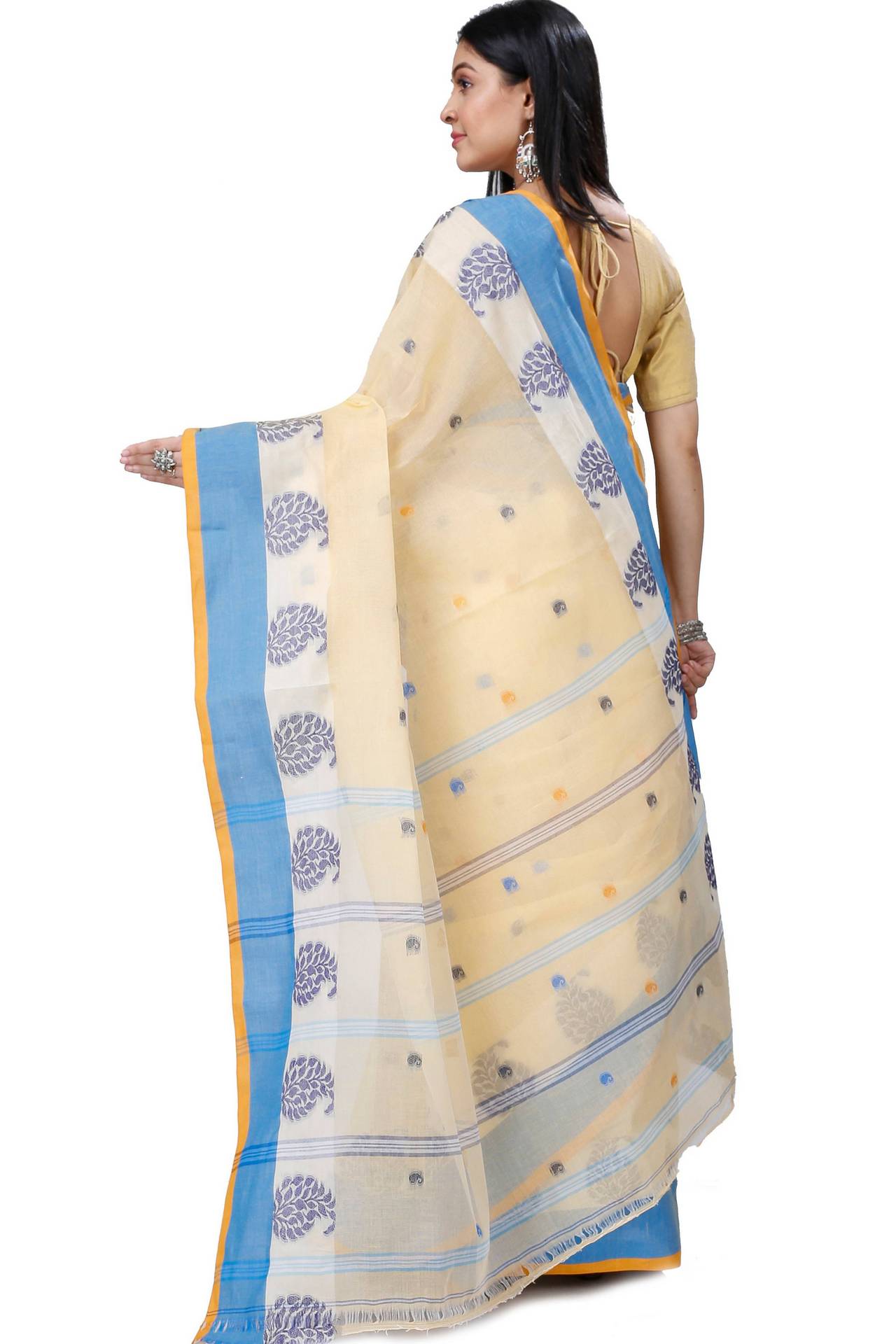 Cream Pure Cotton Nera Tant Saree (1329)