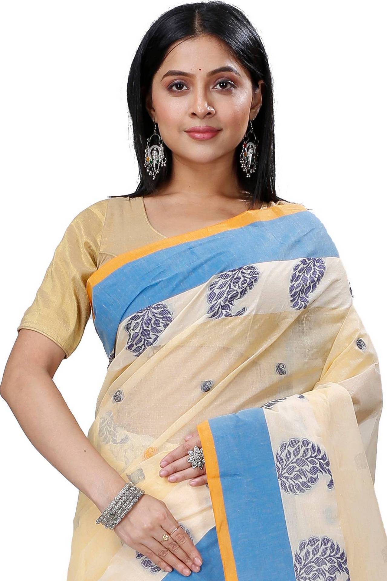 Cream Pure Cotton Nera Tant Saree (1329)