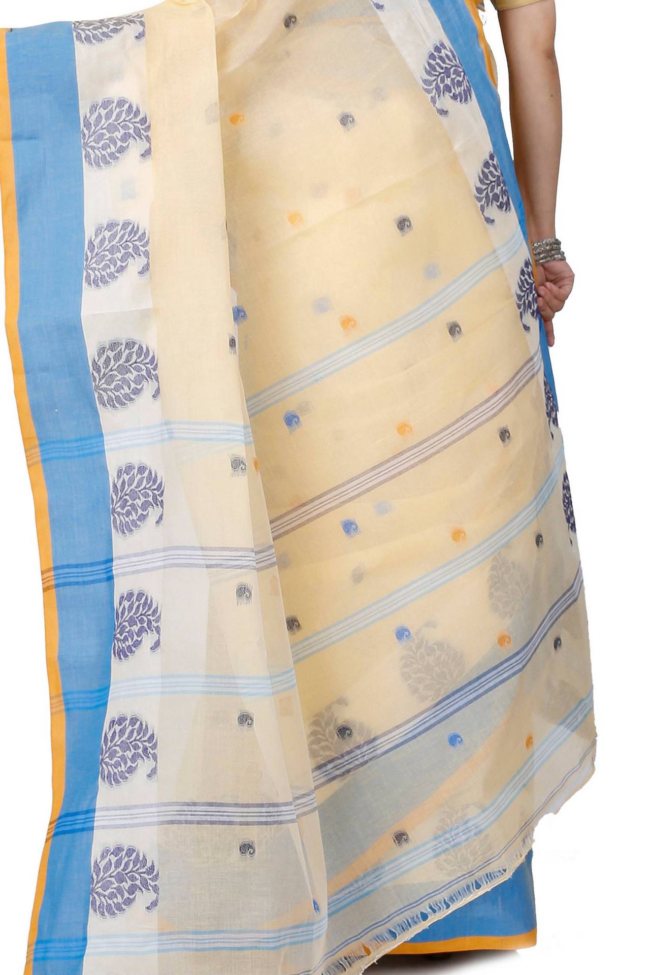 Cream Pure Cotton Nera Tant Saree (1329)