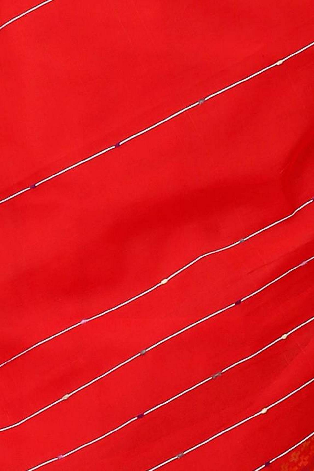 Red Cotton Popkn Hand Loom Saree (1331)