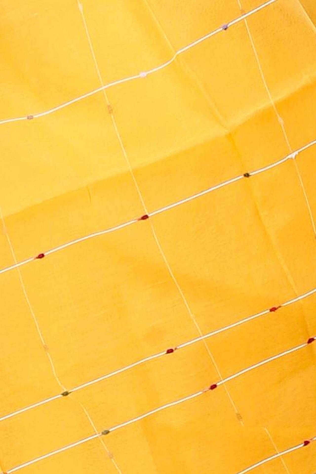 Yellow Cotton Popkn Hand Loom Saree (1334)