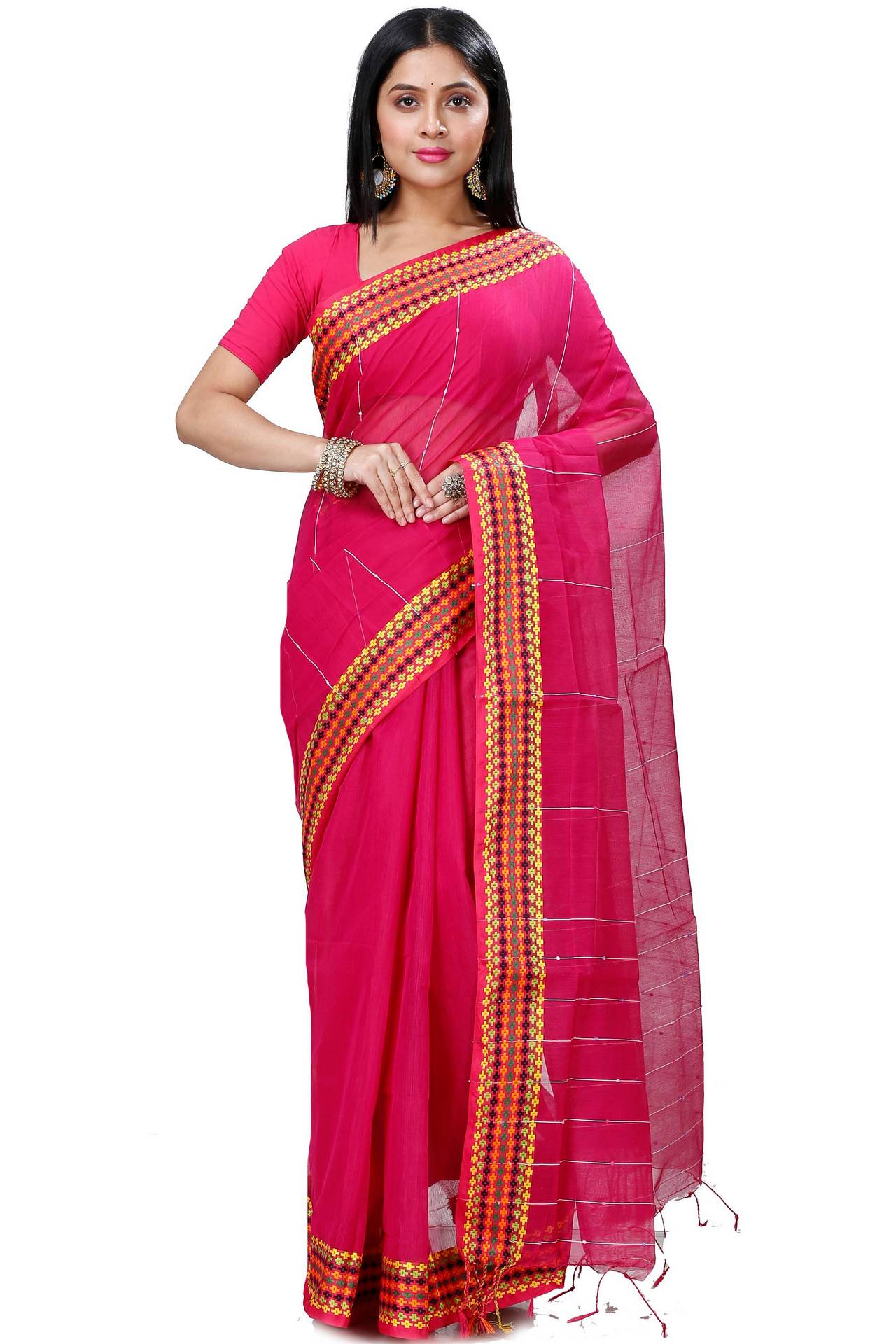 Parpel Cotton Popkn Hand Loom Saree (1336)