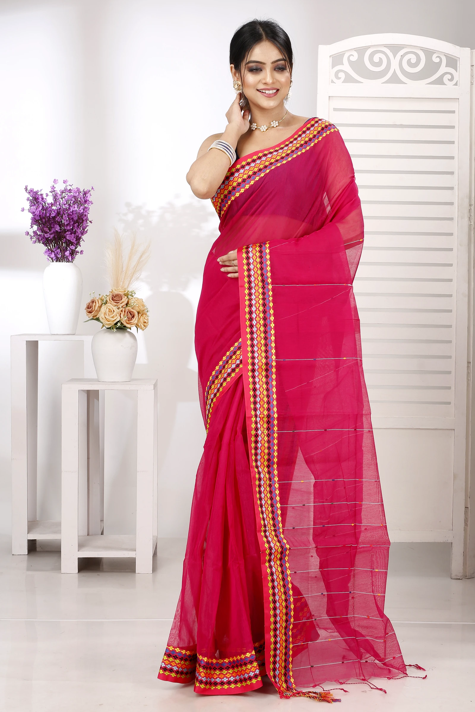 Parpel Cotton Popkn Hand Loom Saree (1336)