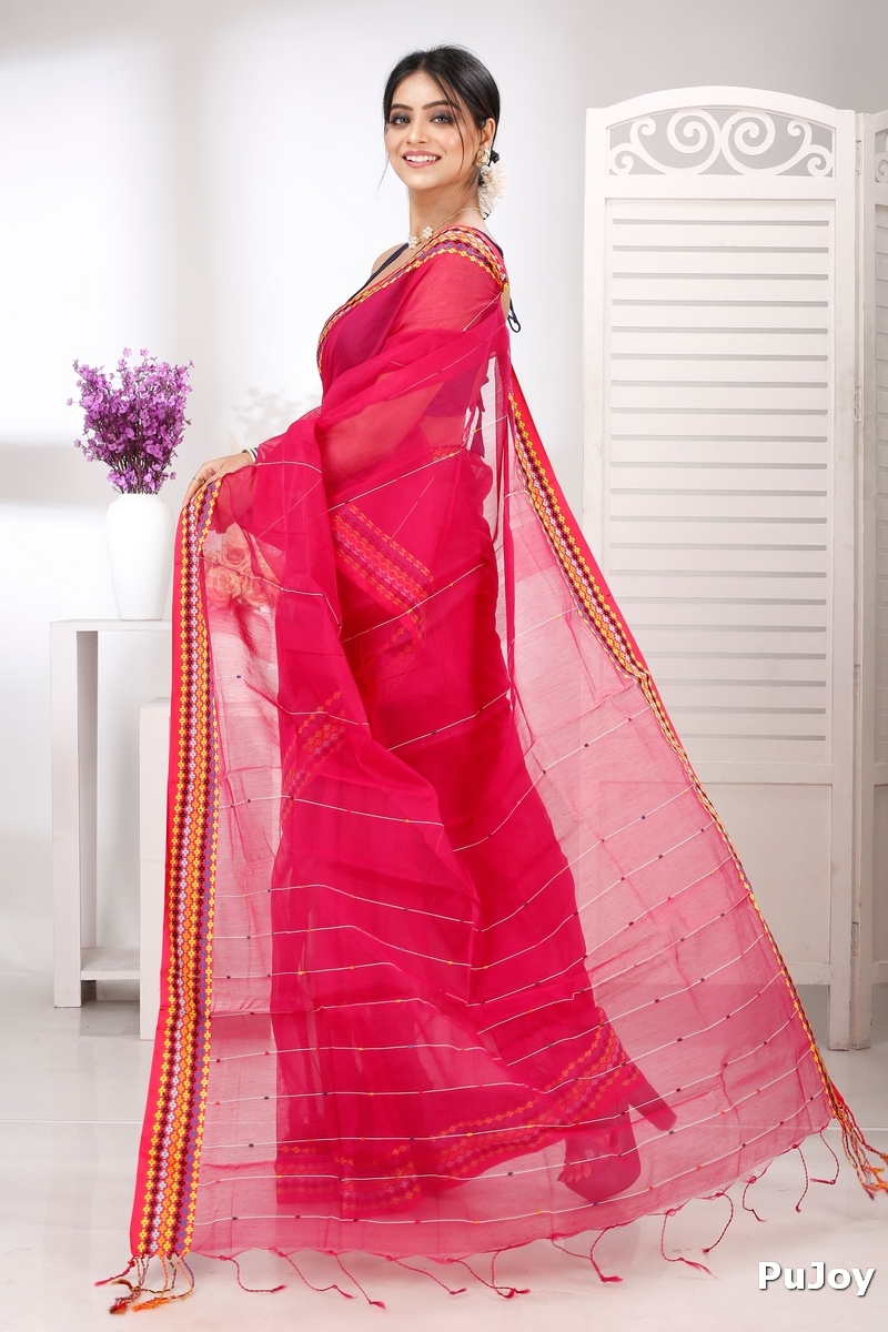 Parpel Cotton Popkn Hand Loom Saree (1336)