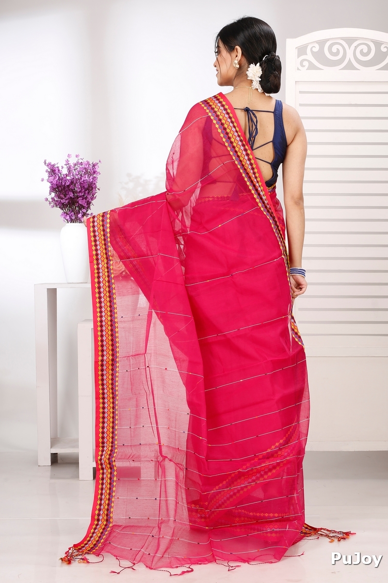 Parpel Cotton Popkn Hand Loom Saree (1336)