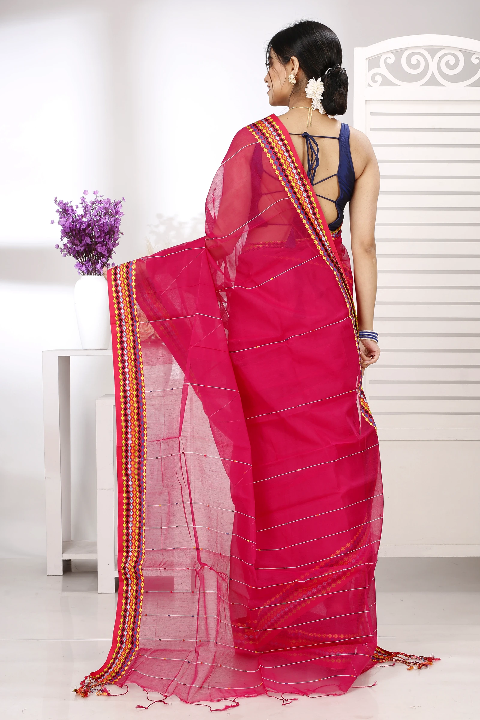 Parpel Cotton Popkn Hand Loom Saree (1336)