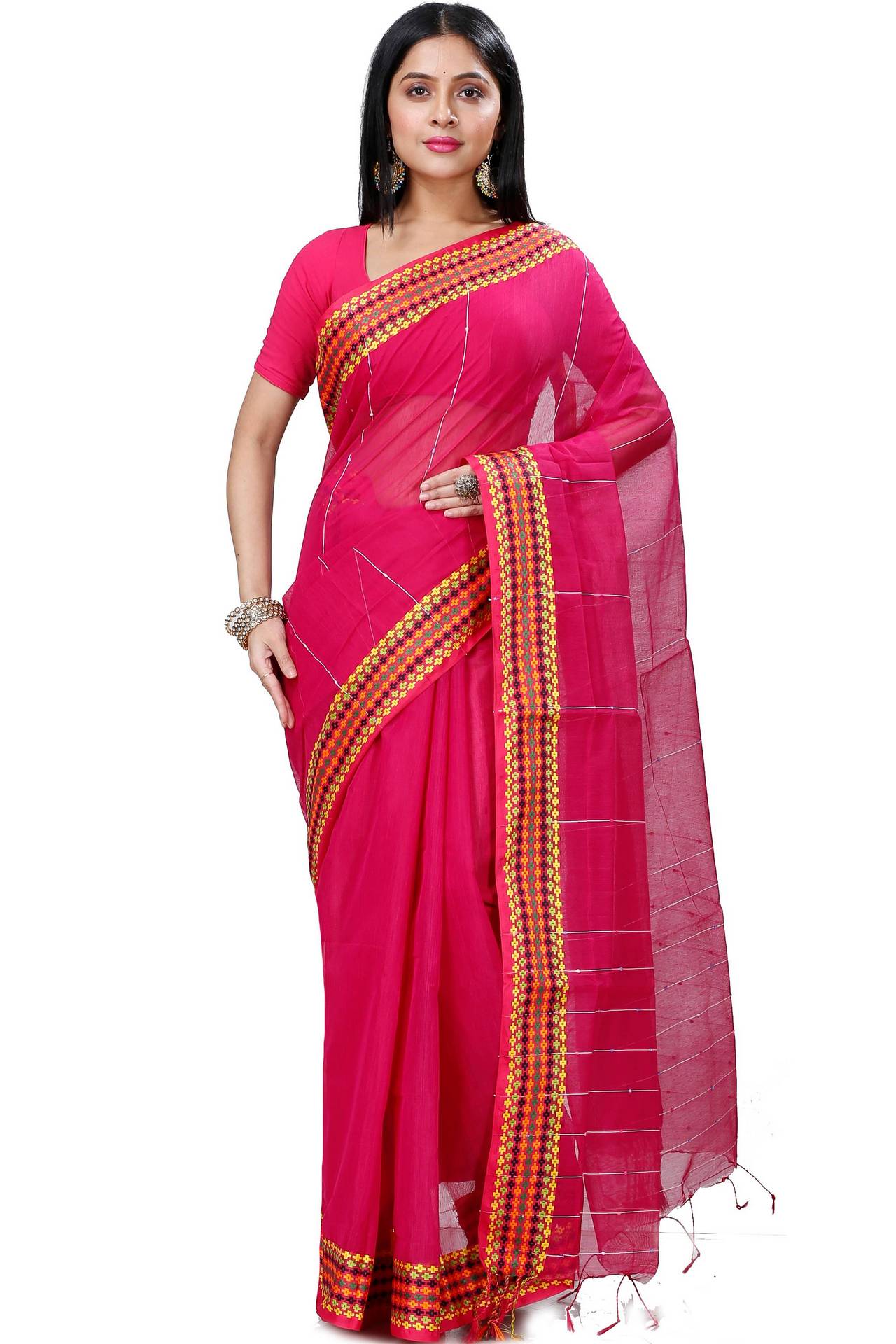 Parpel Cotton Popkn Hand Loom Saree (1336)