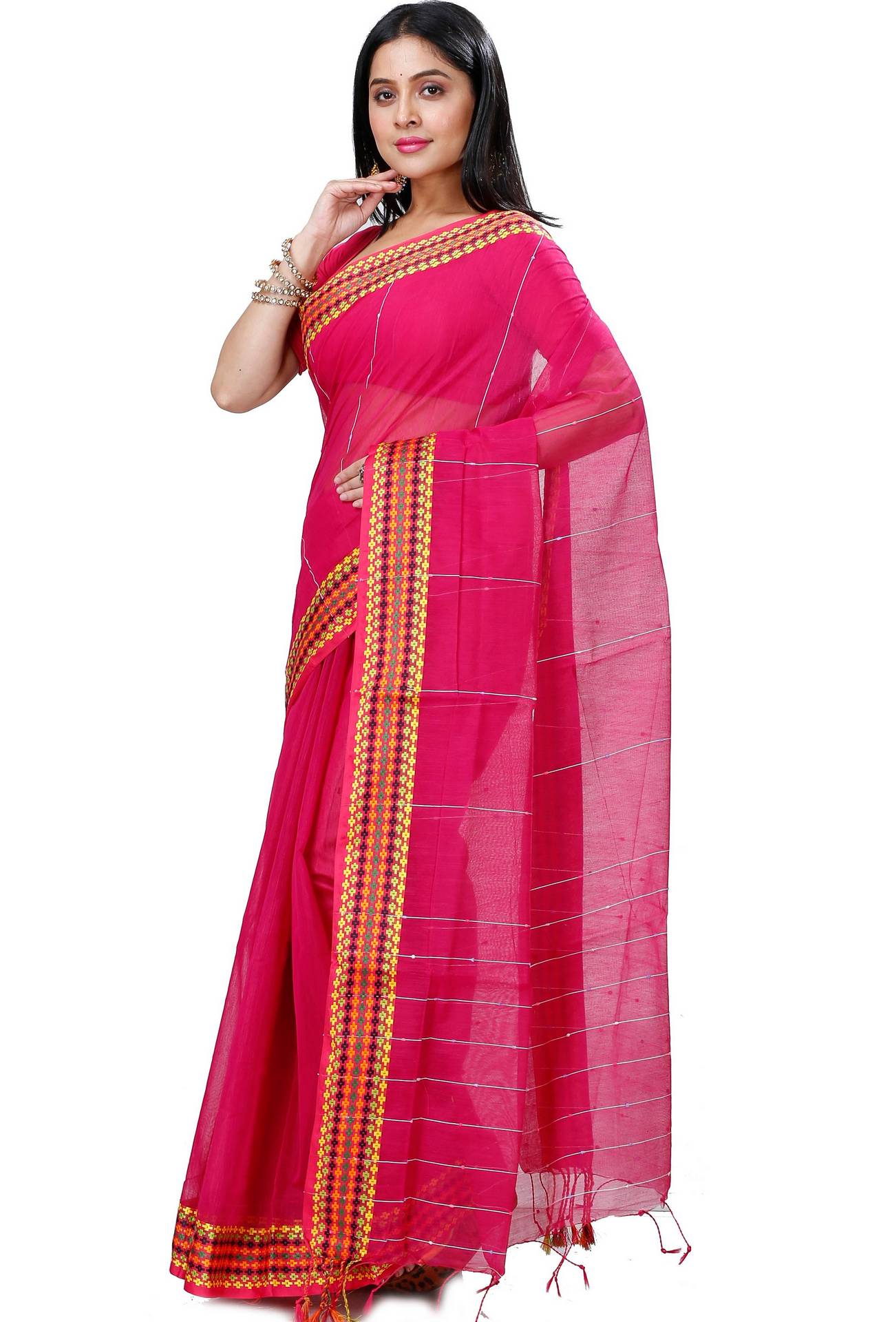 Parpel Cotton Popkn Hand Loom Saree (1336)