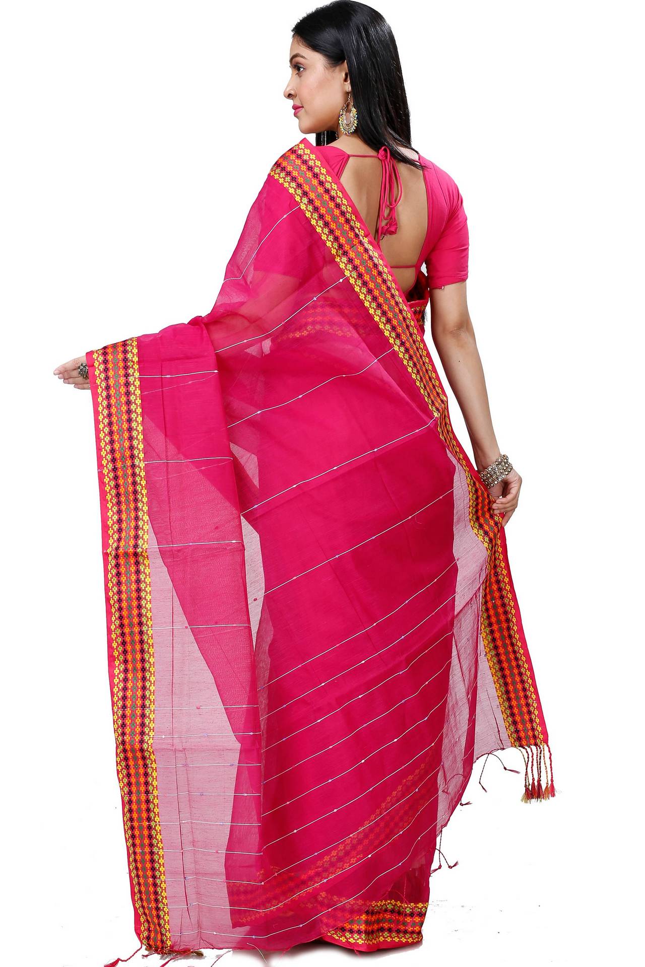 Parpel Cotton Popkn Hand Loom Saree (1336)
