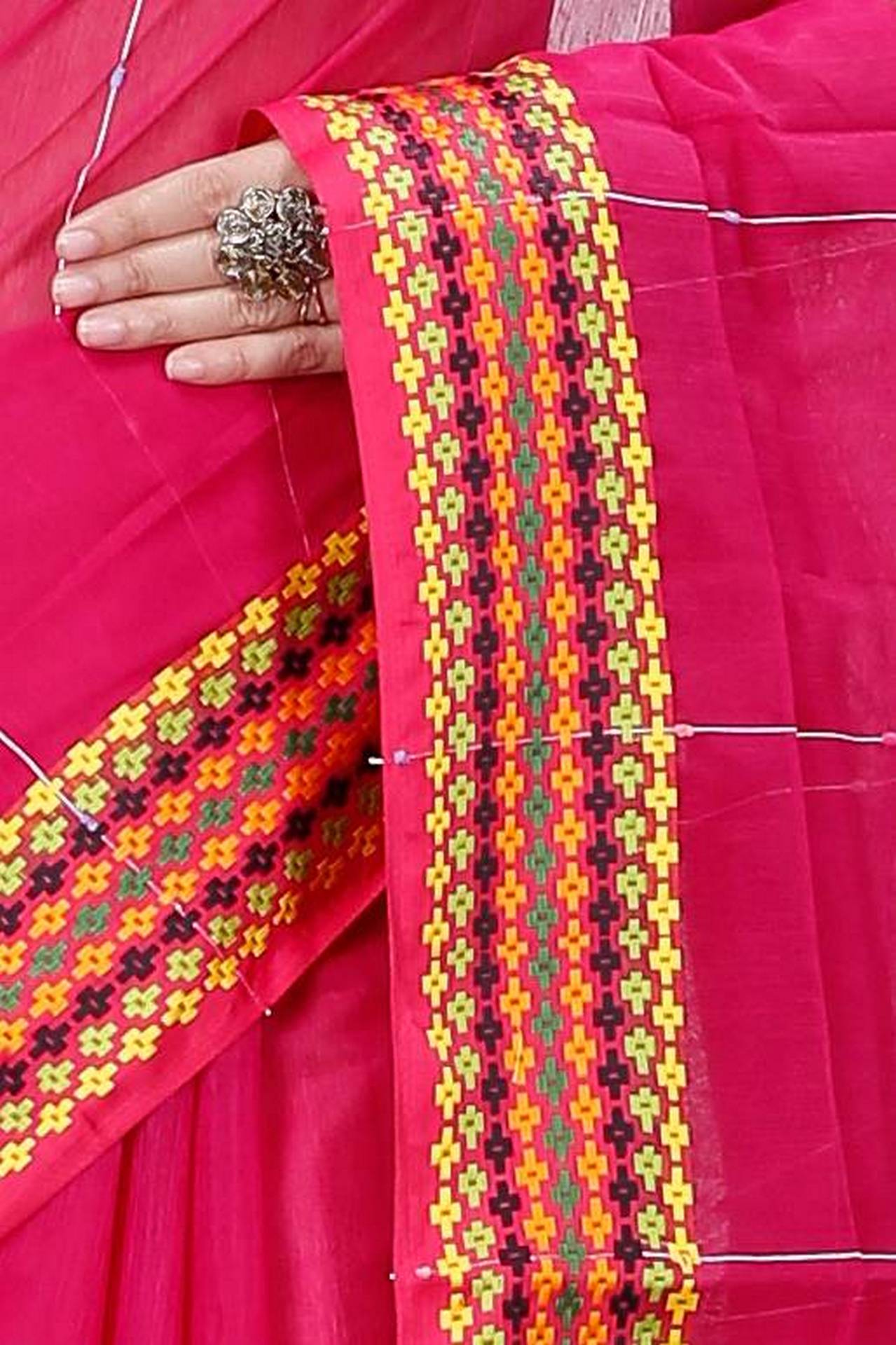 Parpel Cotton Popkn Hand Loom Saree (1336)
