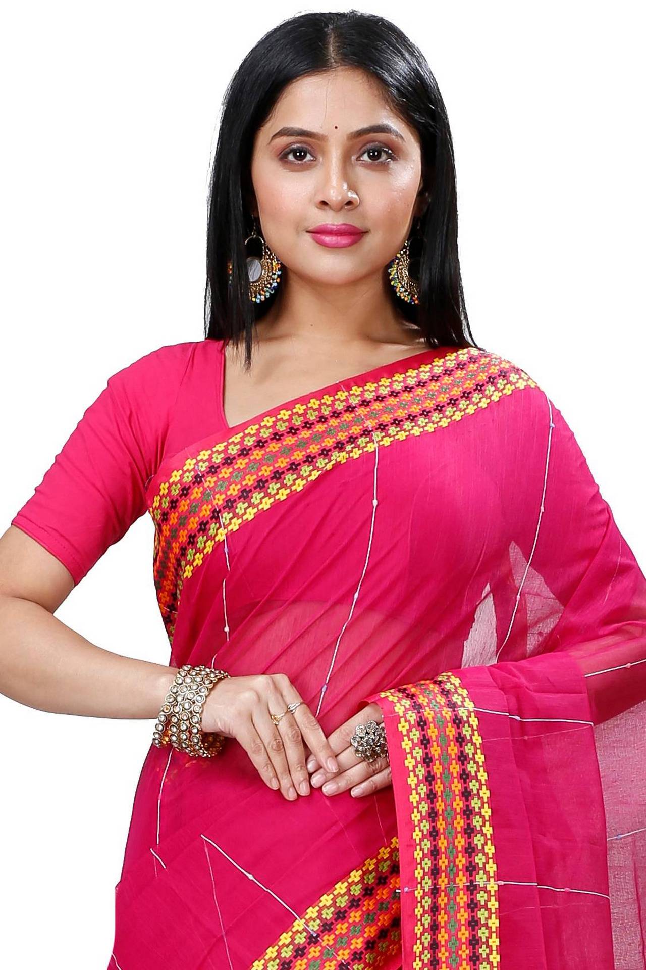 Parpel Cotton Popkn Hand Loom Saree (1336)