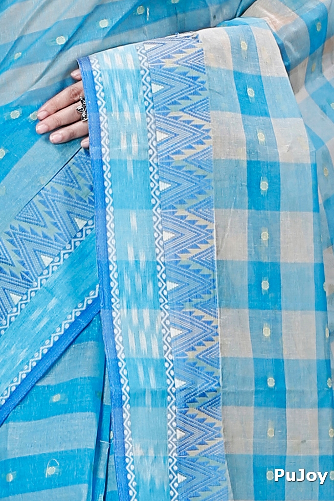 Sky Blue Pure Cotton Niladdri Tant Saree (1337)