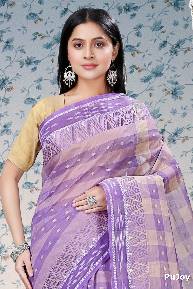 Purple Pure Cotton Niladdri Tant Saree (1338)