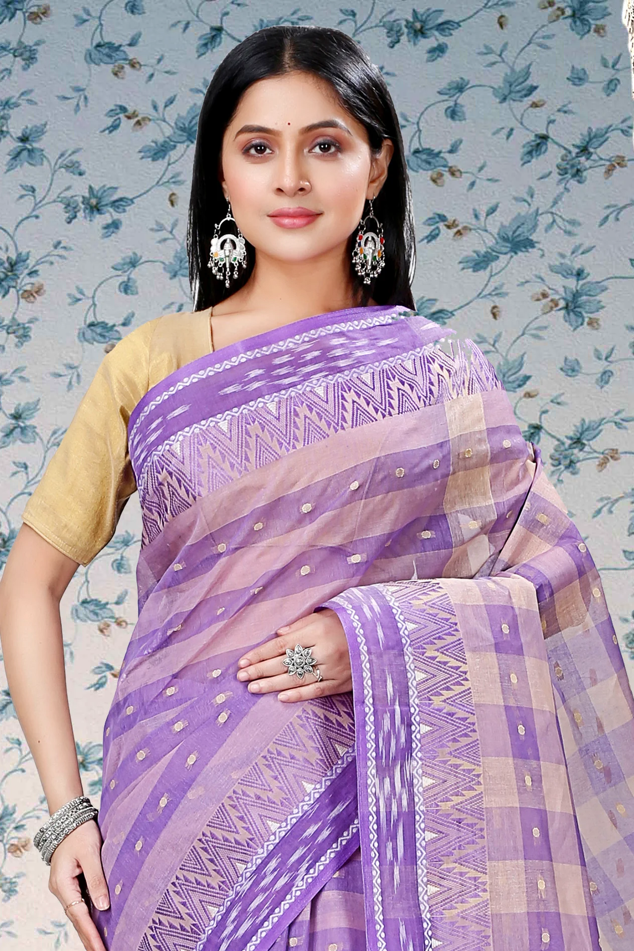 Purple Pure Cotton Niladdri Tant Saree (1338)