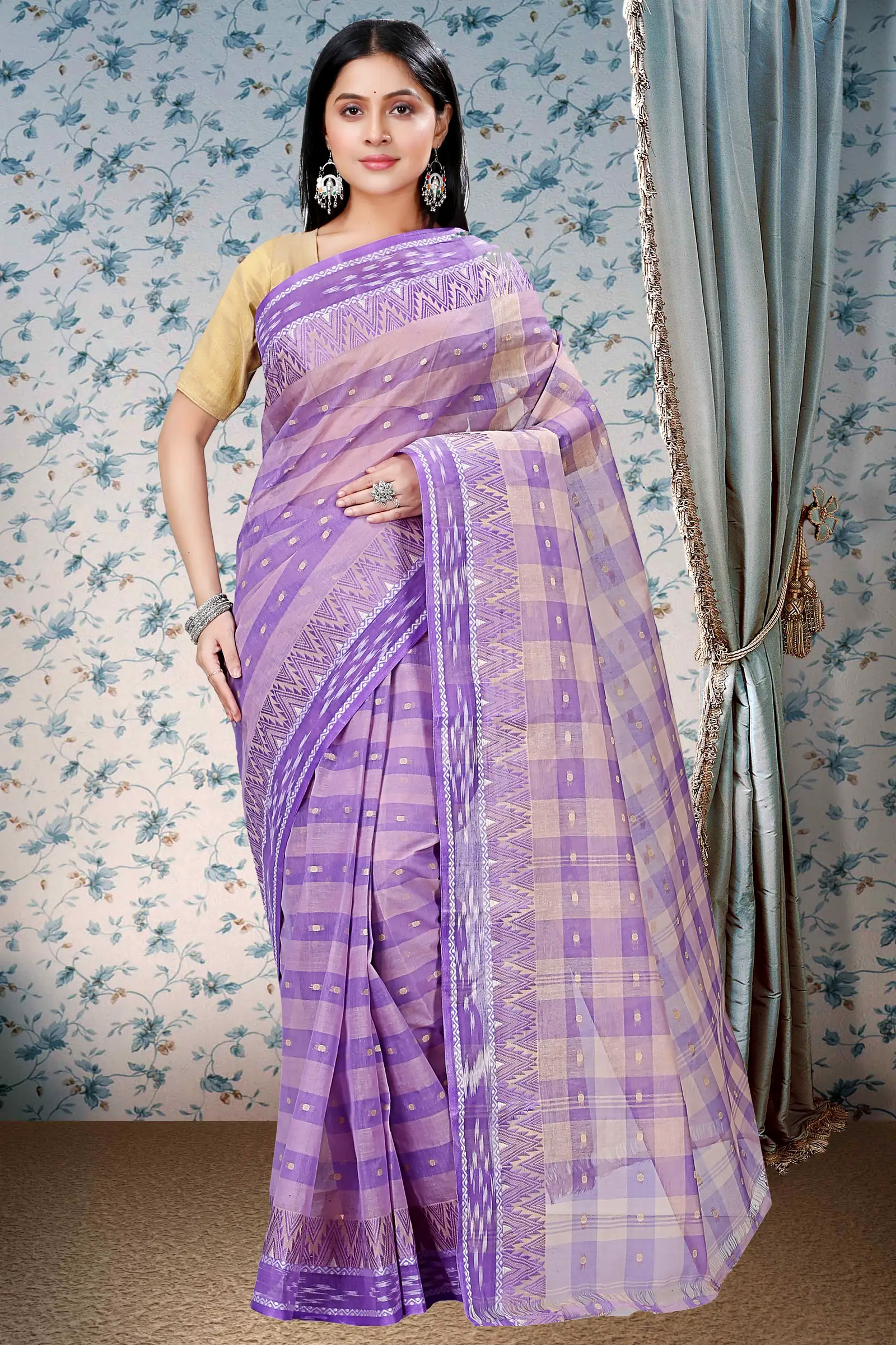 Purple Pure Cotton Niladdri Tant Saree (1338)