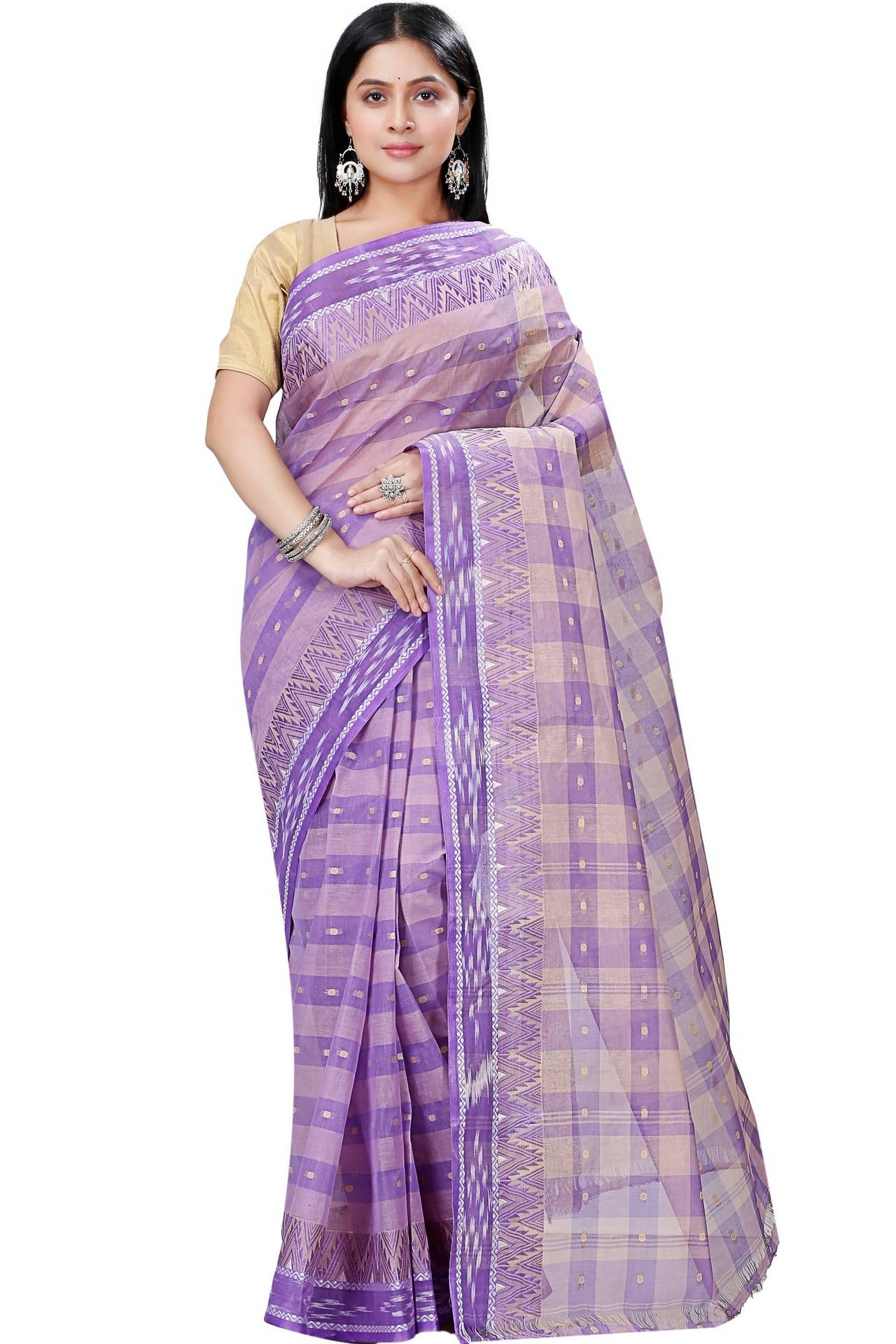 Purple Pure Cotton Niladdri Tant Saree (1338)