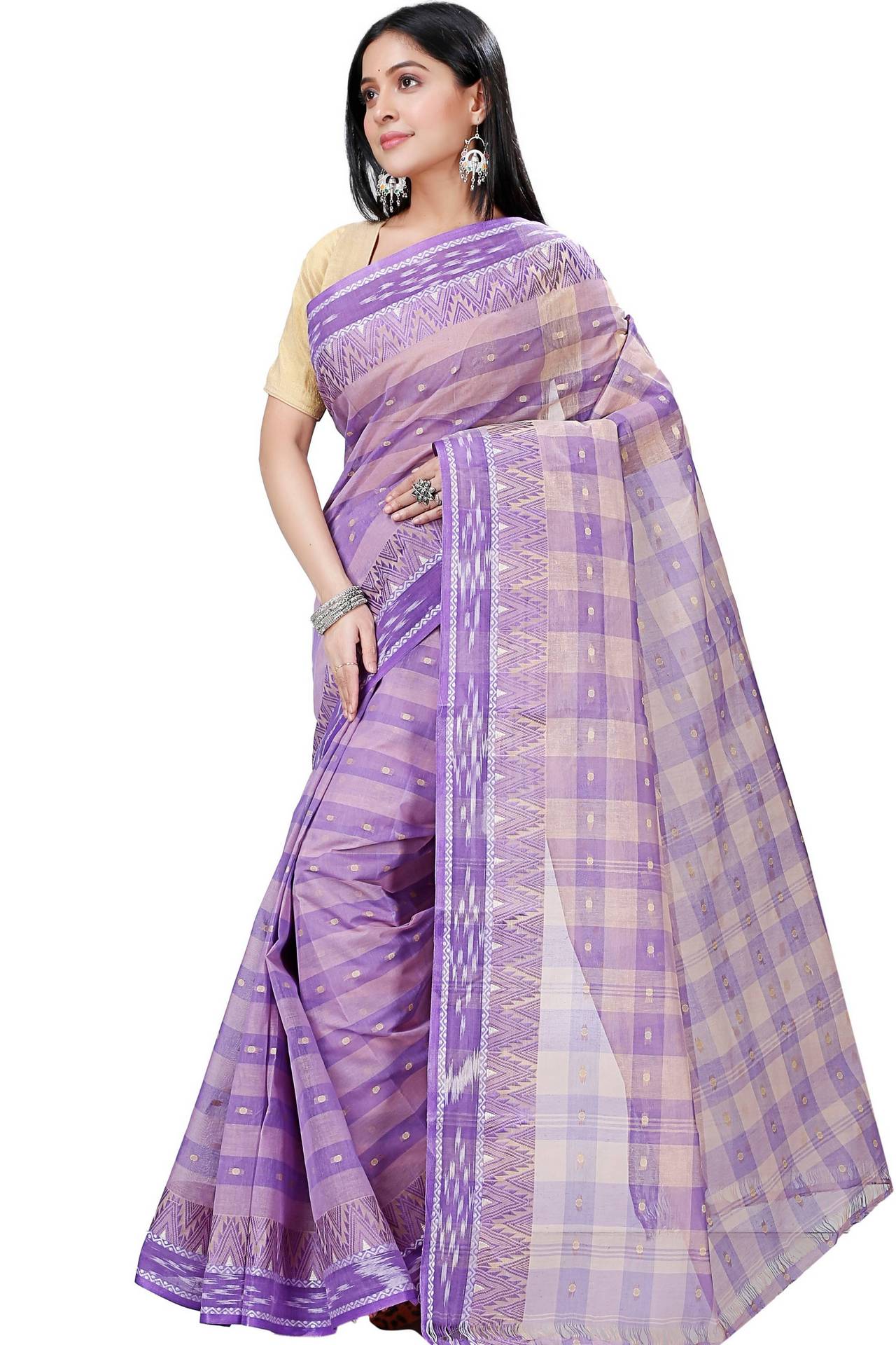 Purple Pure Cotton Niladdri Tant Saree (1338)
