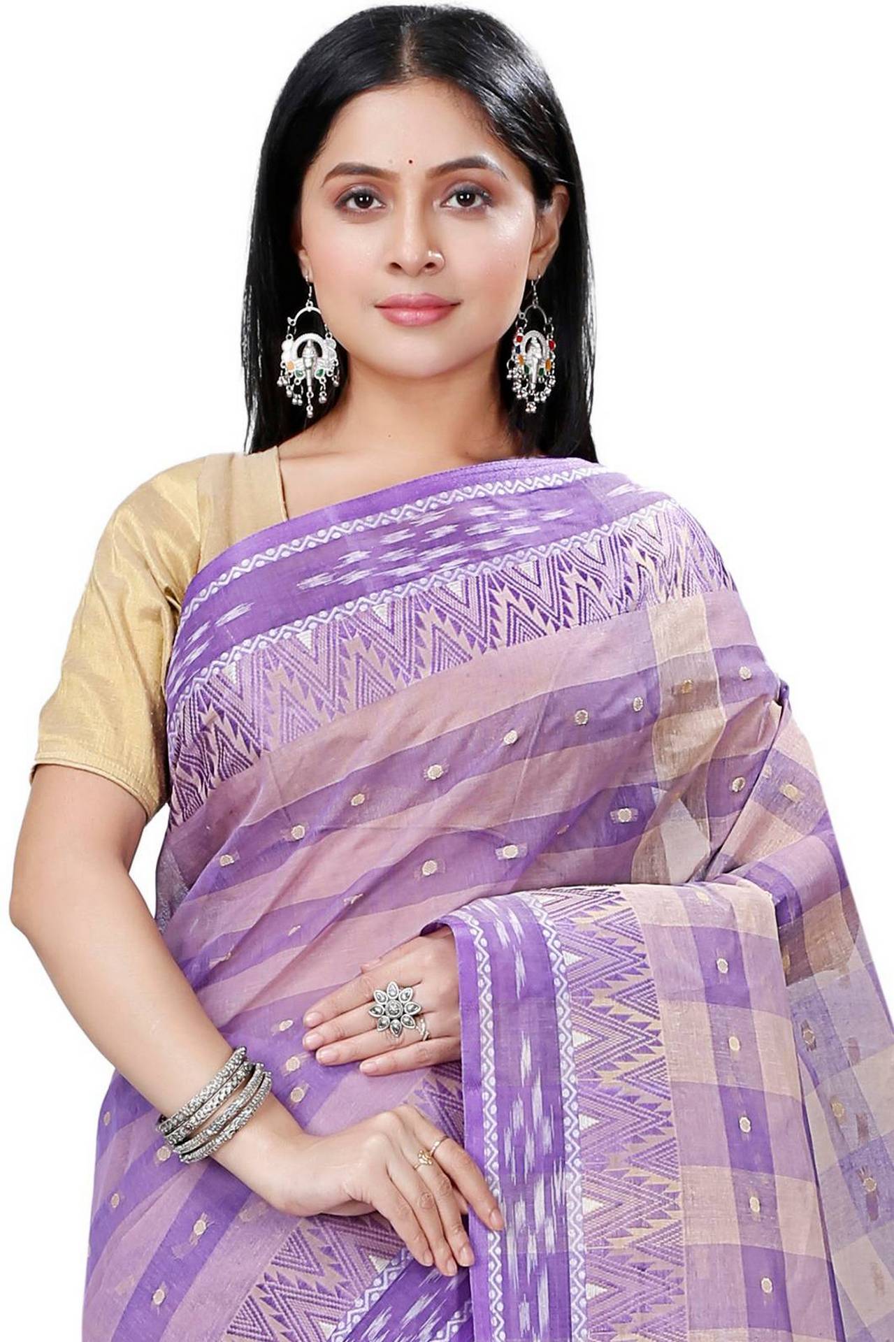 Purple Pure Cotton Niladdri Tant Saree (1338)