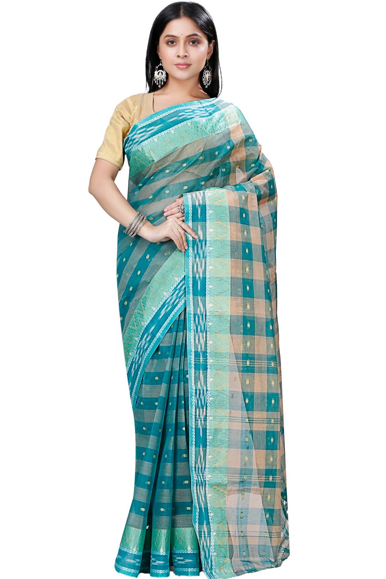 Green Pure Cotton Niladdri Tant Saree (1339)