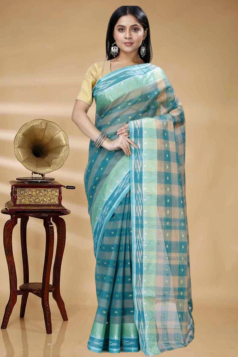 Green Pure Cotton Niladdri Tant Saree (1339)