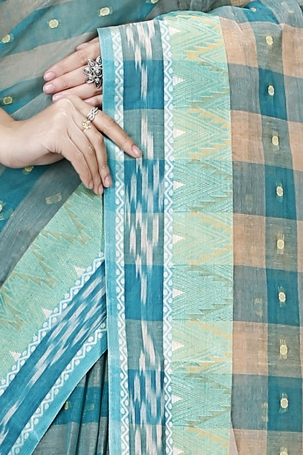 Green Pure Cotton Niladdri Tant Saree (1339)