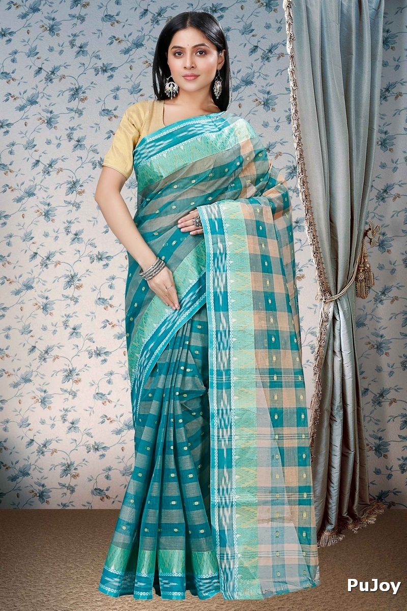Green Pure Cotton Niladdri Tant Saree (1339)