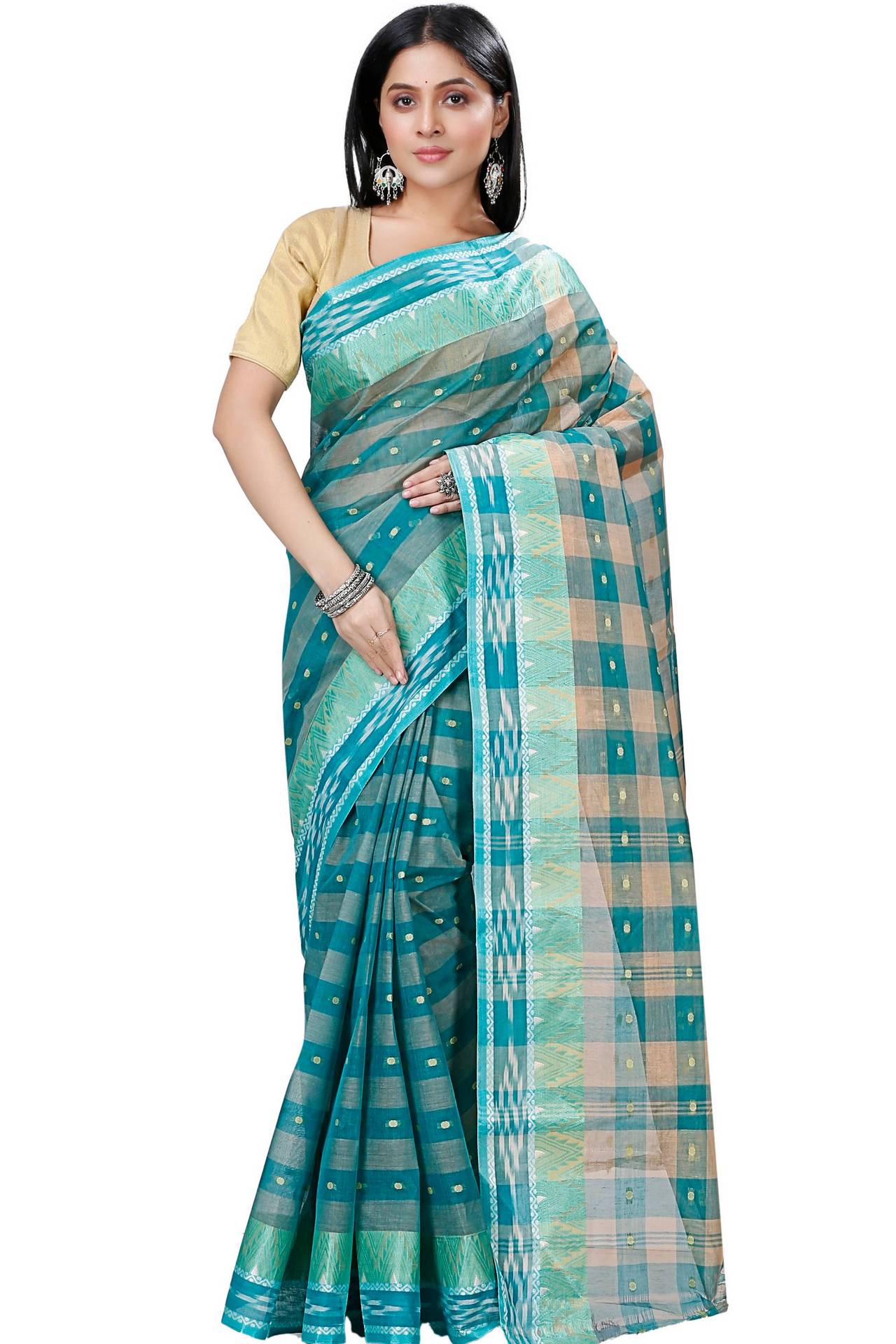Green Pure Cotton Niladdri Tant Saree (1339)
