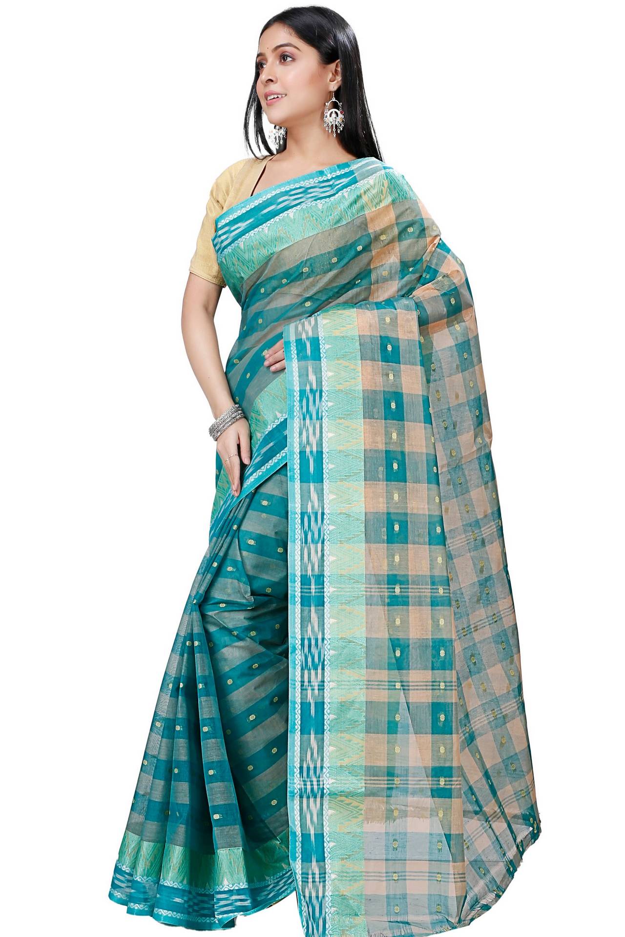 Green Pure Cotton Niladdri Tant Saree (1339)