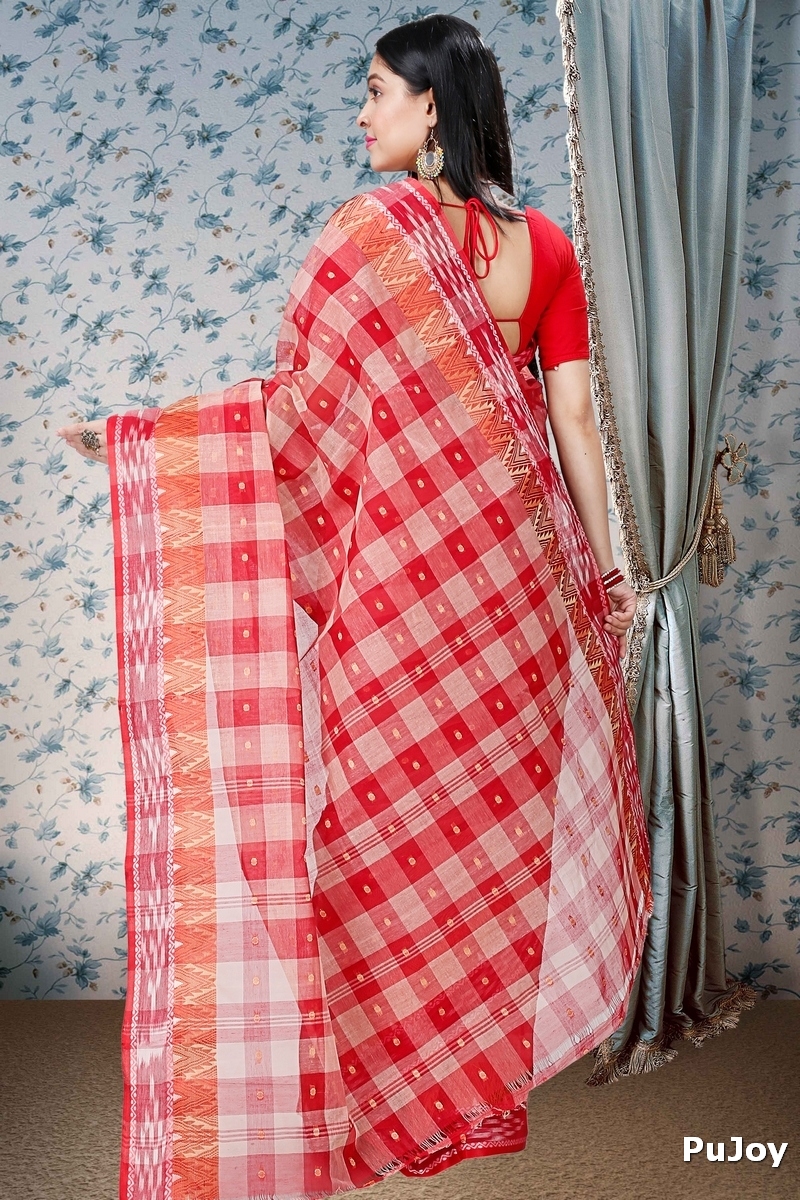 Red Pure Cotton Niladdri Tant Saree (1340)