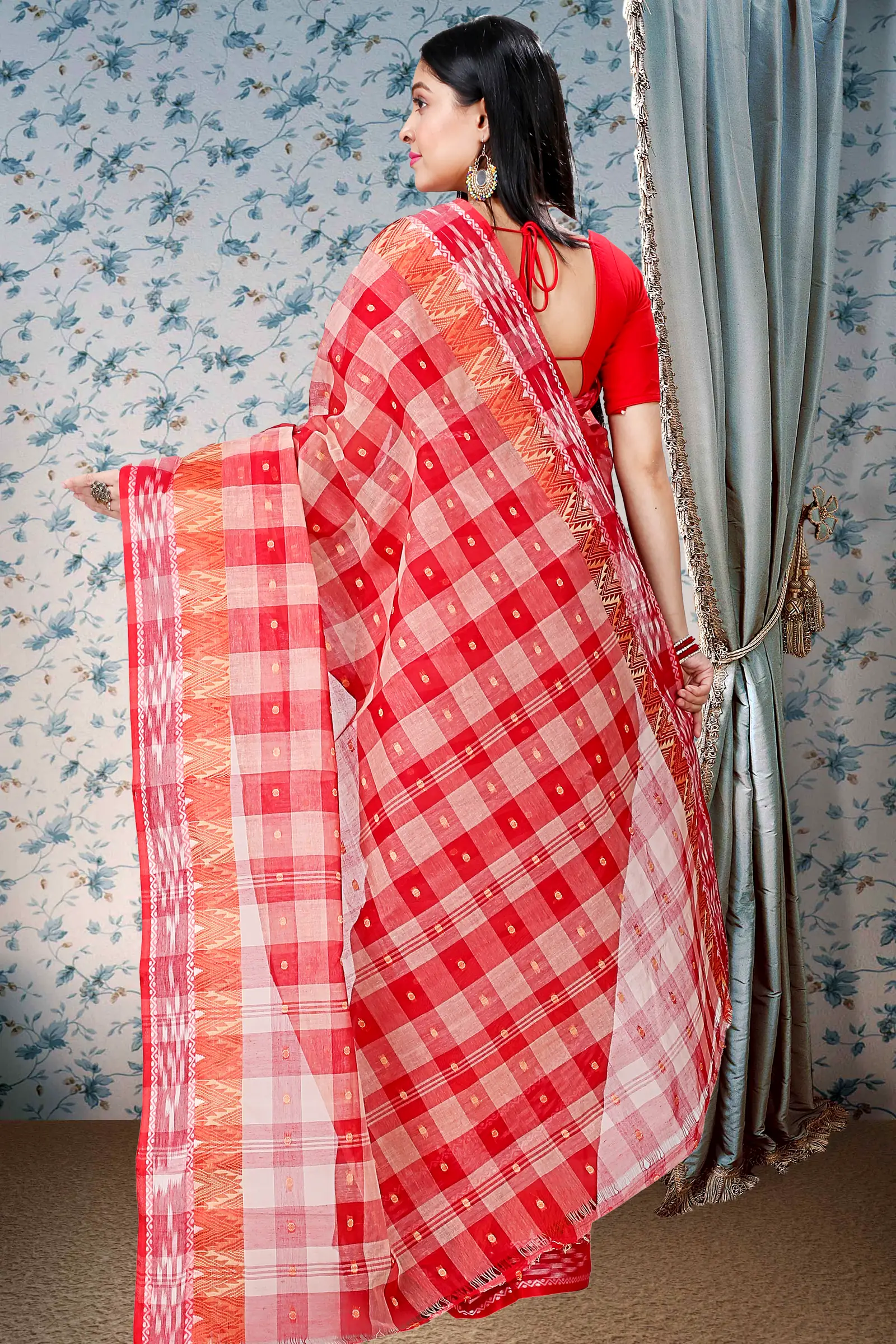 Red Pure Cotton Niladdri Tant Saree (1340)