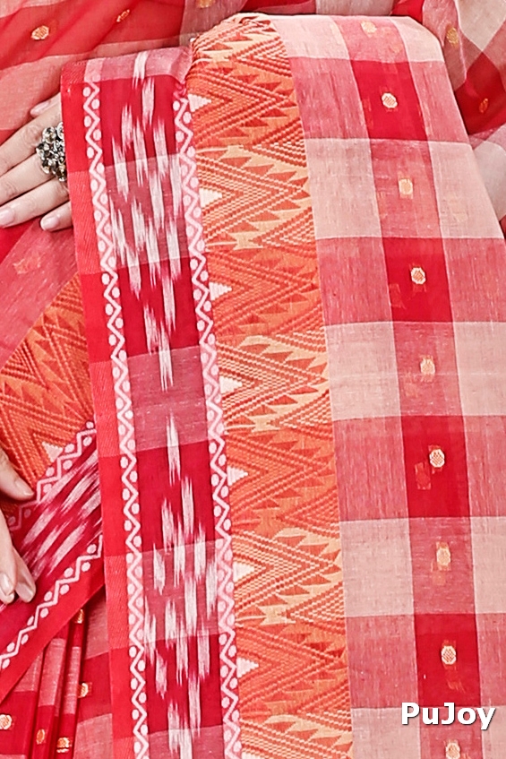Red Pure Cotton Niladdri Tant Saree (1340)