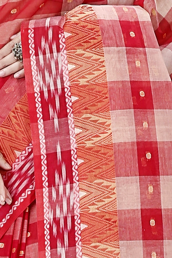Red Pure Cotton Niladdri Tant Saree (1340)
