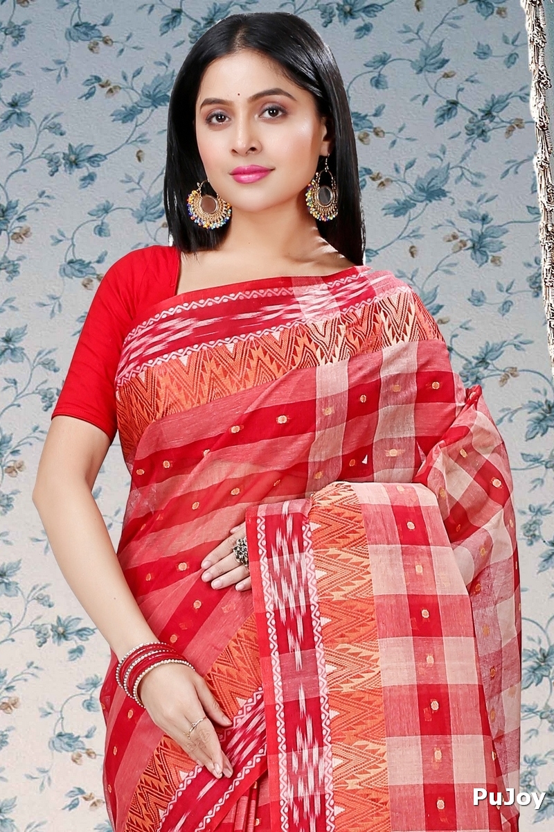 Red Pure Cotton Niladdri Tant Saree (1340)