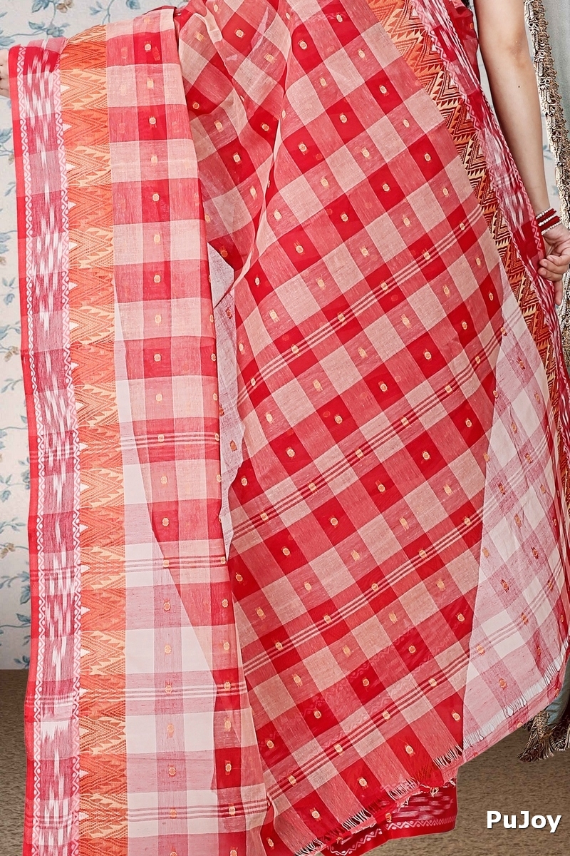 Red Pure Cotton Niladdri Tant Saree (1340)