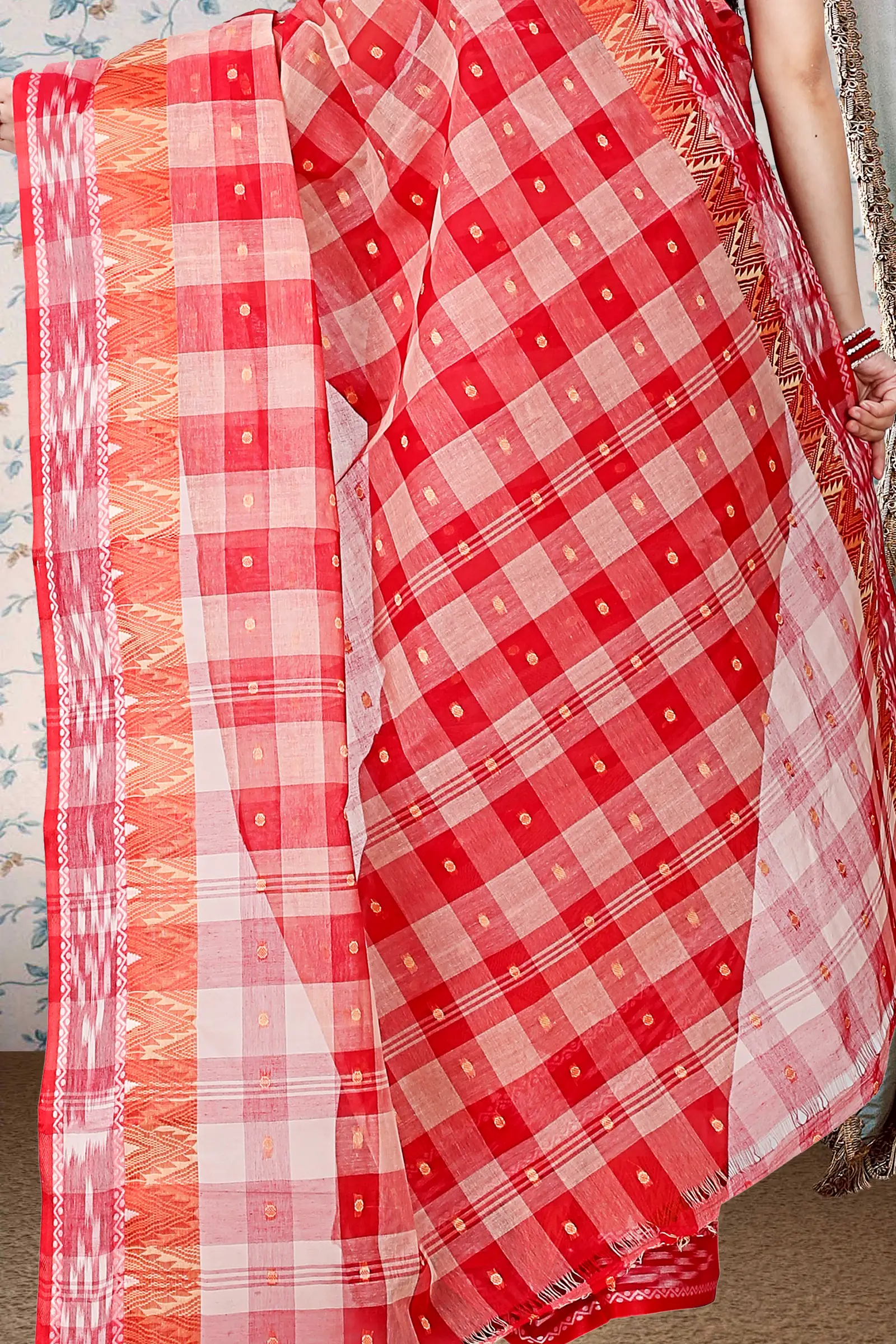 Red Pure Cotton Niladdri Tant Saree (1340)