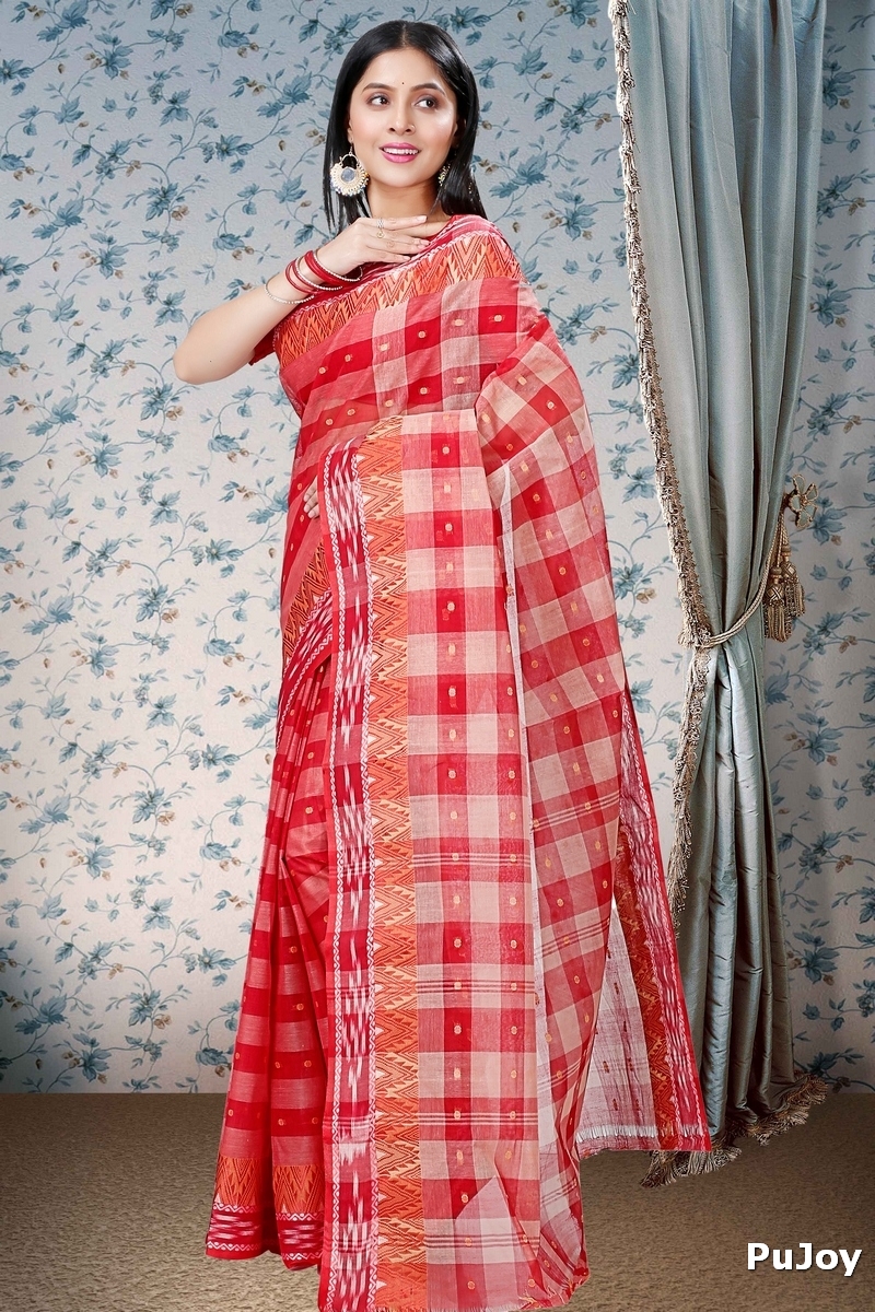 Red Pure Cotton Niladdri Tant Saree (1340)