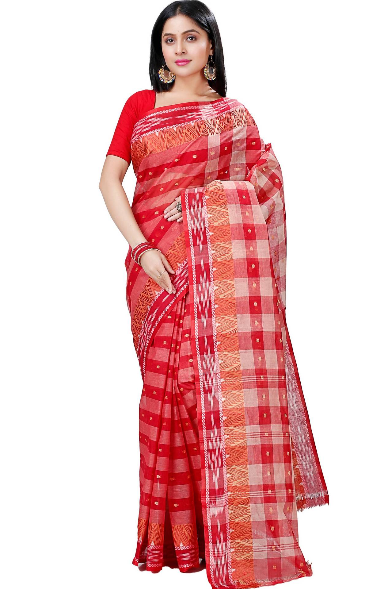 Red Pure Cotton Niladdri Tant Saree (1340)