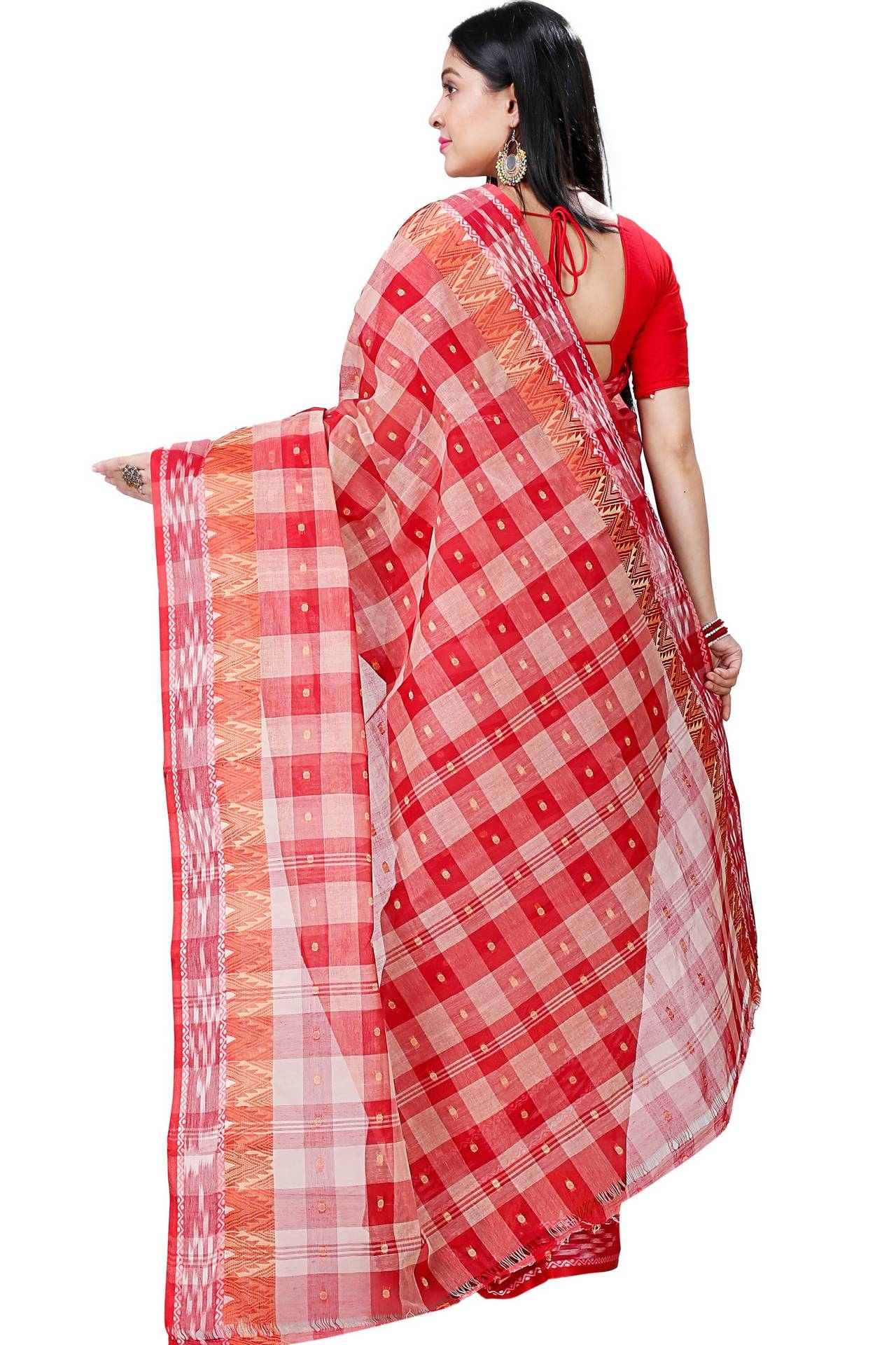 Red Pure Cotton Niladdri Tant Saree (1340)