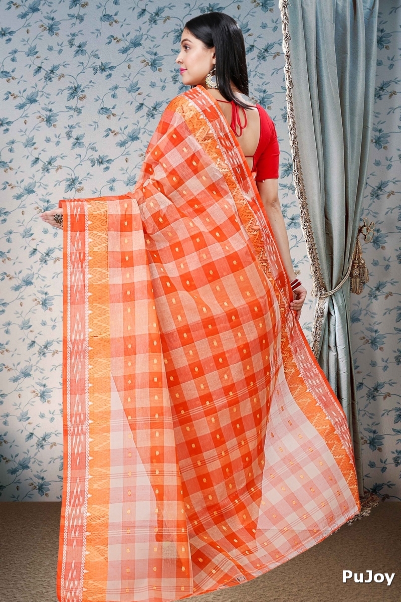 Orange Pure Cotton Niladdri Tant Saree (1341)