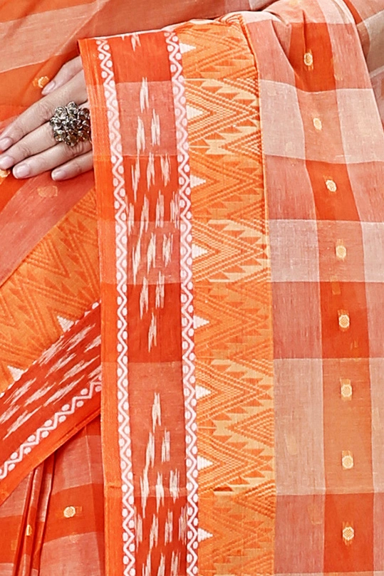 Orange Pure Cotton Niladdri Tant Saree (1341)