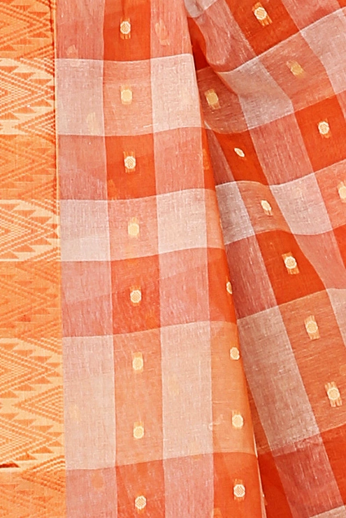 Orange Pure Cotton Niladdri Tant Saree (1341)