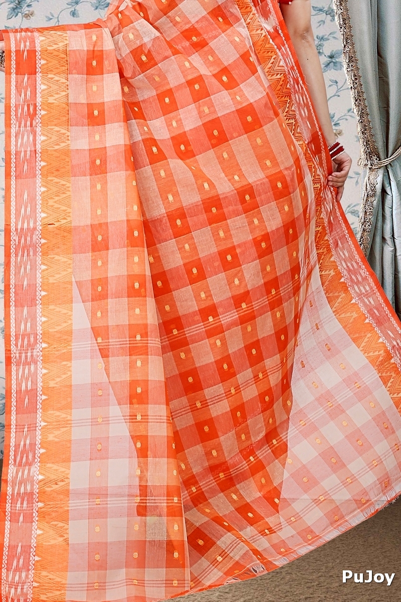 Orange Pure Cotton Niladdri Tant Saree (1341)