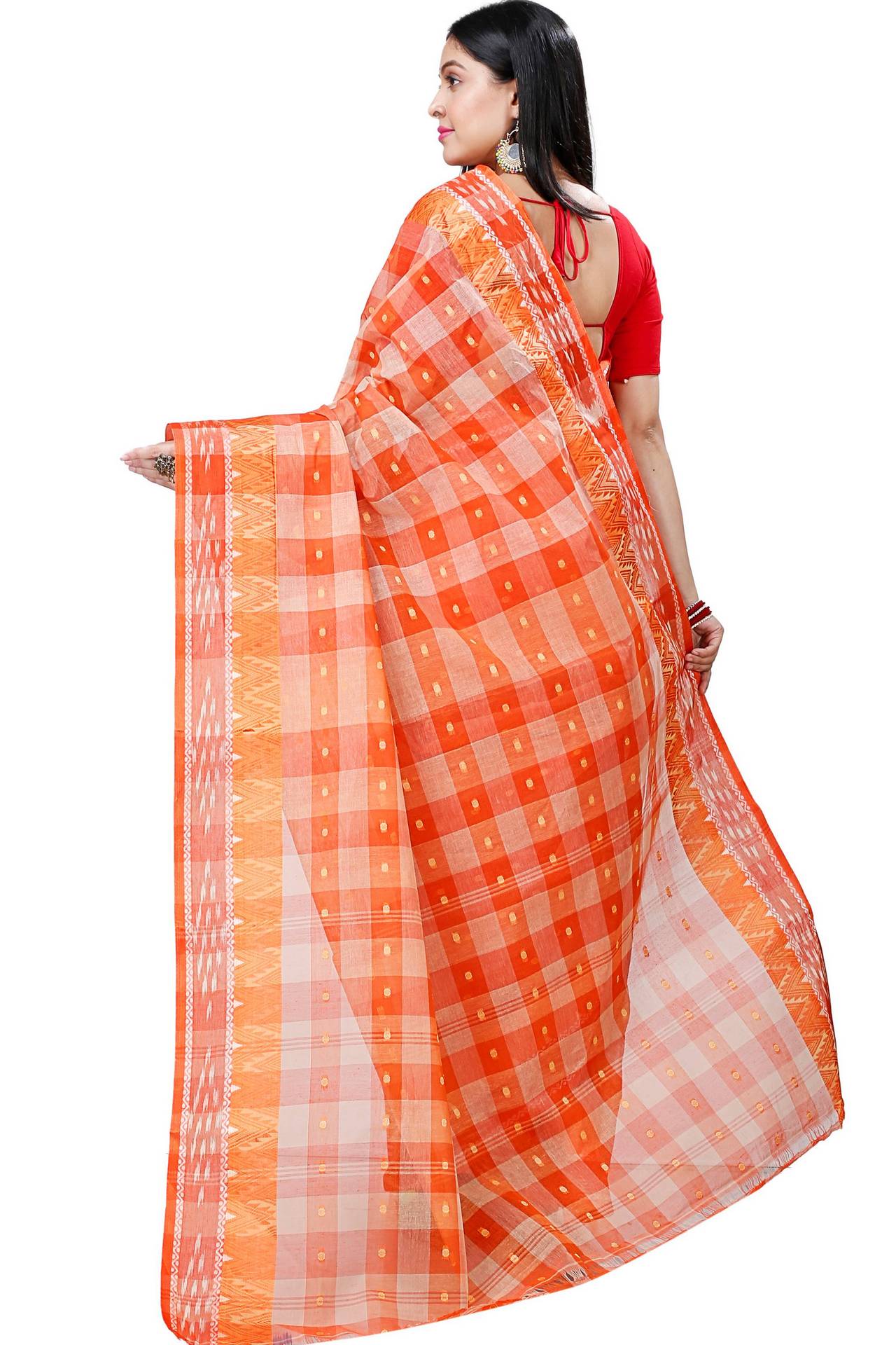 Orange Pure Cotton Niladdri Tant Saree (1341)