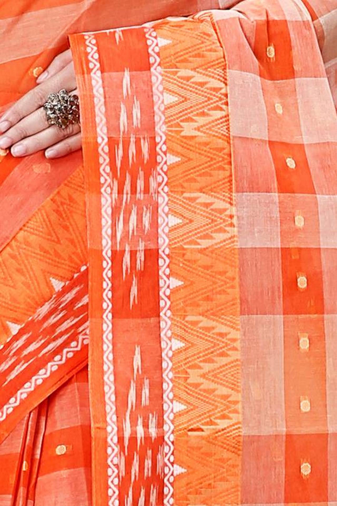 Orange Pure Cotton Niladdri Tant Saree (1341)