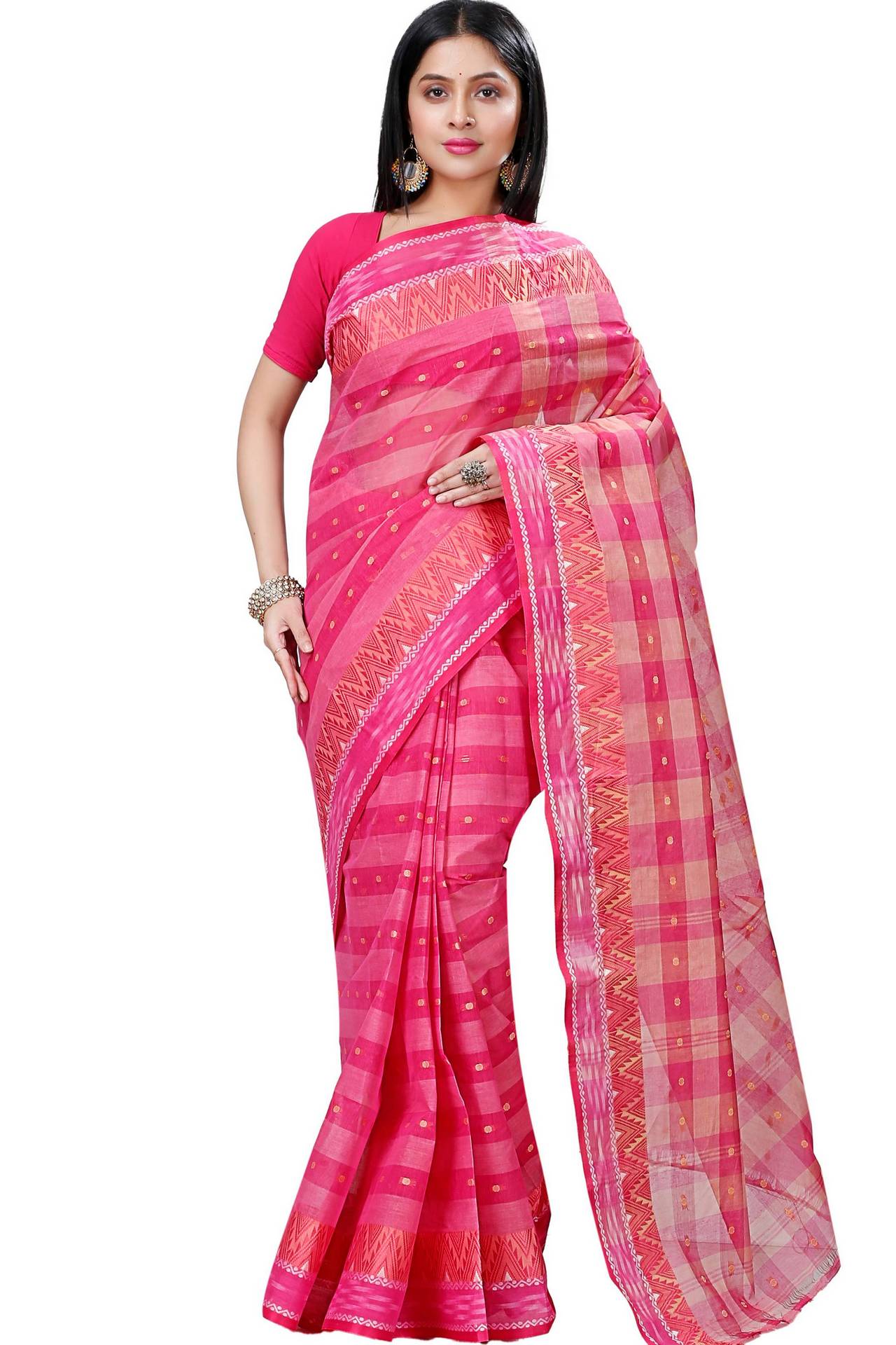 Pink Pure Cotton Niladdri Tant Saree (1342)