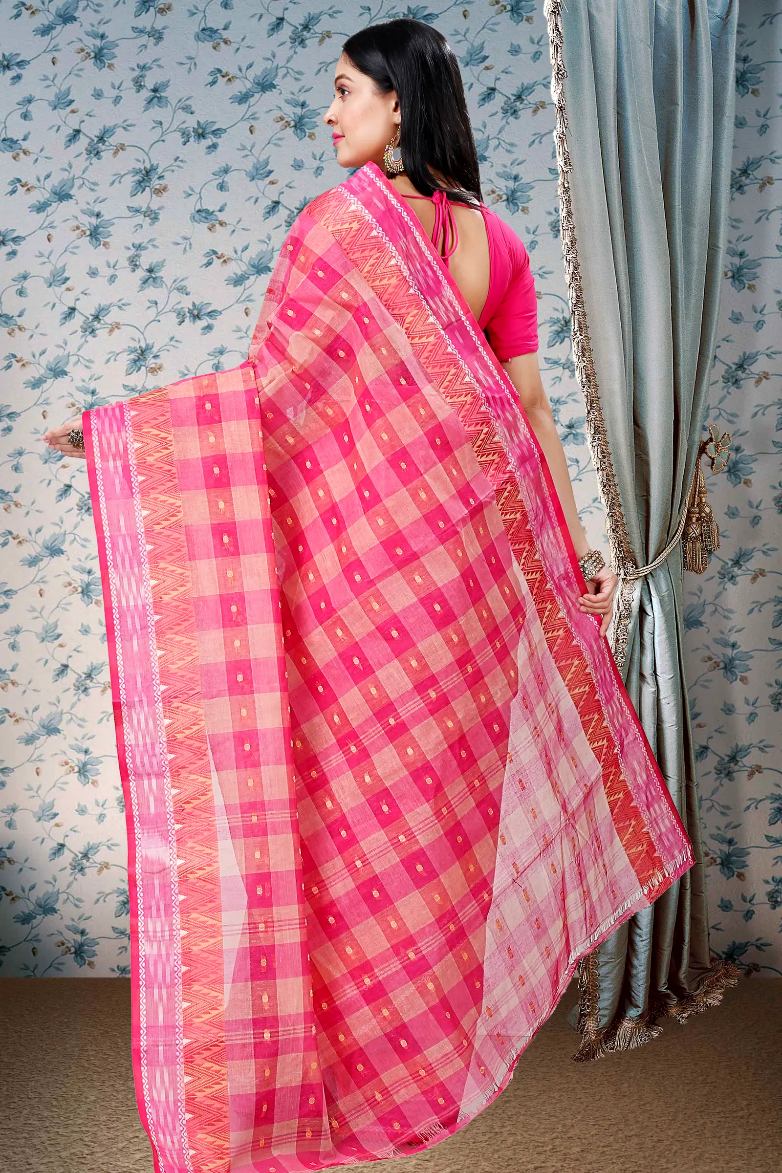 Pink Pure Cotton Niladdri Tant Saree (1342)