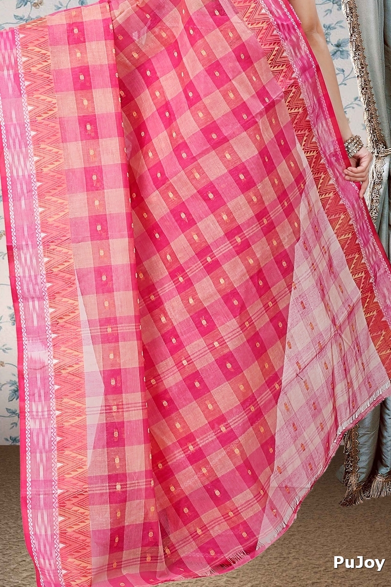 Pink Pure Cotton Niladdri Tant Saree (1342)