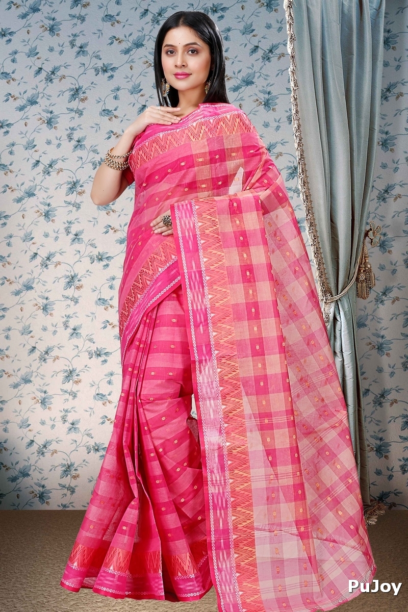 Pink Pure Cotton Niladdri Tant Saree (1342)